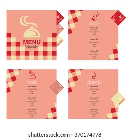 four pages pink menu set