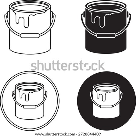 Four paint buckets with dripping paint isolated on white background, Vector, illustration