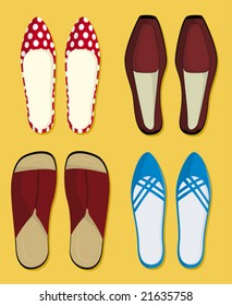 Four Pair Of Shoes (vector).Man And Woman Shoes.