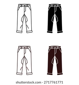 Quatro pares de calças de diferentes cores e jeans