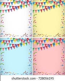 Four paper background with colorful flags illustration