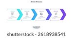 Four paper white overlapping arrows placed in horizontal row. Concept of 4 successive steps of progressive business development. Simple infographic design template. Abstract vector illustration.