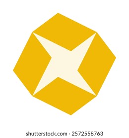 Four parallelogram shapes gold star icon. A quartet of quadrilateral symbols. Isolated on a white background.