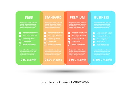 Four part business plan and price banners - vector transparency graphic