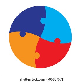 Vierteiliges kreisförmiges Puzzle