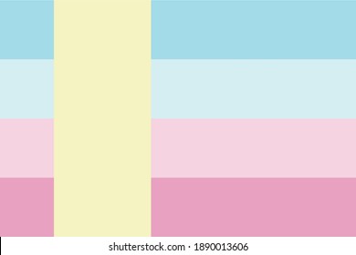 Four part color background, first sky blue then light blue then 
from bottom pink and light pink four strips in background, Vertical little bit left side strip box with light pista green in color