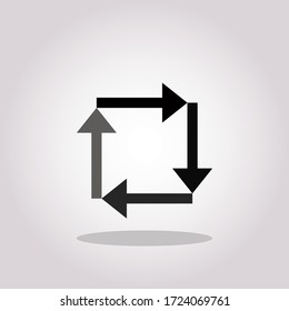Four part cycle arrows chart isolated on white background