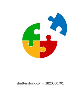 Four part puzzle diagram vector illustration isolated on white background