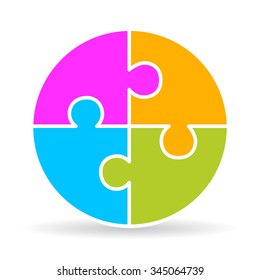 Four part puzzle diagram vector illustration isolated on white background