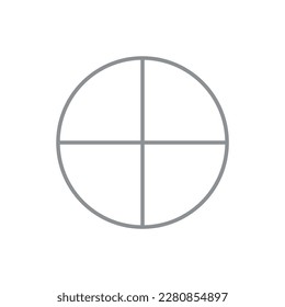 Four parts of circle. Pie chart with four same size sectors. Vector illustration isolated on white background.