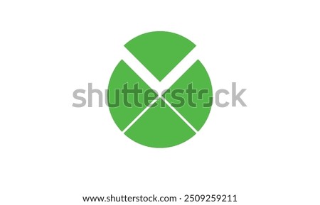Four parts of circle. Pie chart with four same size sectors. Vector illustration isolated on white background.