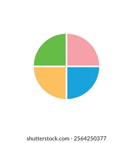 Four parts of circle. Four same size sectors.