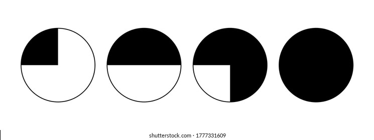 four parts of a circle. Vector illustraiton isloated on white background.