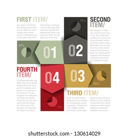 Four Parts Design Template. Fully Editable Vector.
