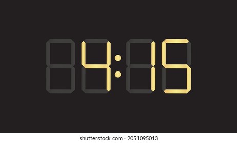 Four Past Fifteen In The Morning - Luxury Gold Template Digital Clock Vector Eps 10