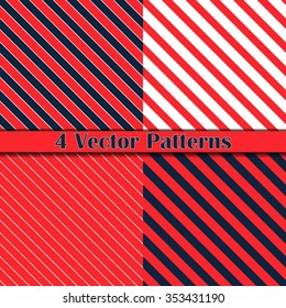 four pattern diagonal lines, vector seamless background