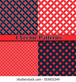 four pattern romb and square red and dark blue color