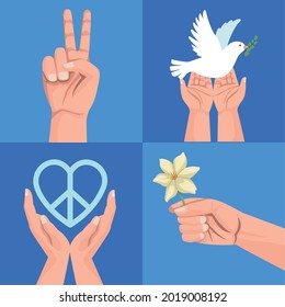 four peace day set icons