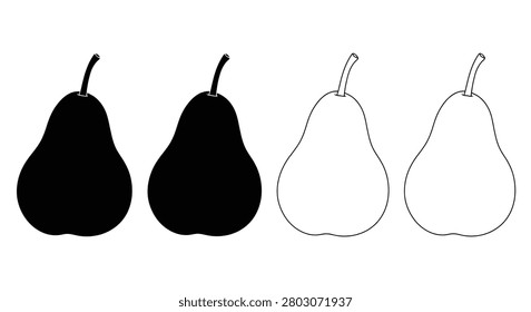 Four Pear Silhouettes With Varying Fill Black And White Silhouette