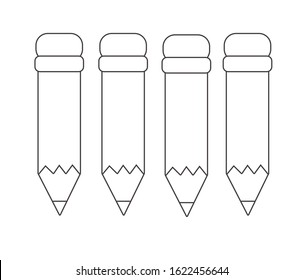 Four Pencils Illustration Coloring Sheet Printable Stock Vector ...