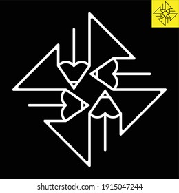 Four Pencils Monogram Logo in Line Art Style,Vector design in EPS 8