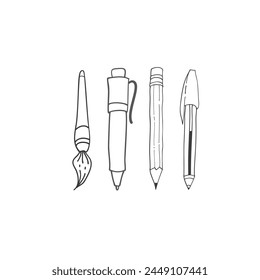 Vier Bleistifte Set handgezeichnete Illustration, Stift Paket