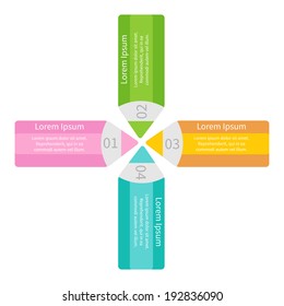 Four pencils  template set. Infographic. Vector illustration.