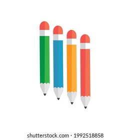 Four pencils vector isolated on white background