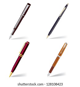 Four pens isolated on a white background. Vector illustration.