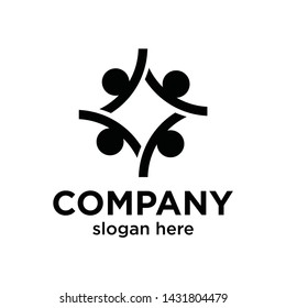 Four people circle for community concept. Very suitable in various business purposes, also for icon, symbol, logo and many more.