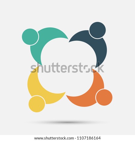 Four people in a circle holding hands.The summit workers are meeting in the same power room.