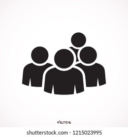 Four People, Icon. Illustration Of Crowd Of People Icon Silhouettes Vector. Social Icon. Flat Style Design.