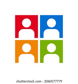 Four people on square colorful concept. Very suitable in various business purposes, also for icon, symbol, logo and many more.