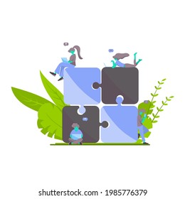 four people are working on gadgets as a team to reach a goal.
