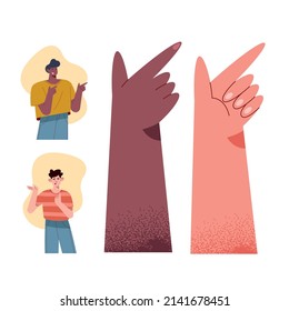 four persons finger point set icons