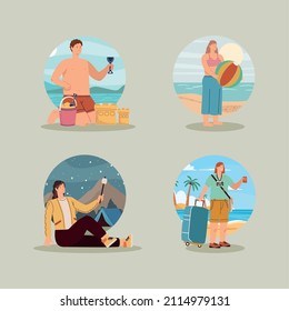 four persons on the scenes characters