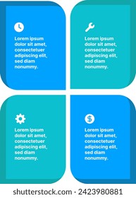 Four petal vector infographic with icons for proposal sales and purchase