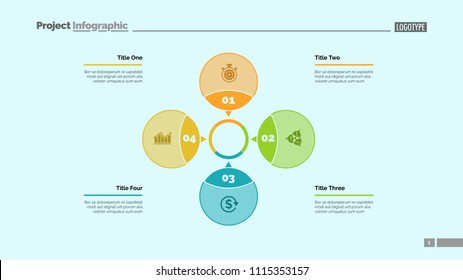 Four petals process chart slide template. Business data. Step, diagram, design. Creative concept for infographic, presentation. Can be used for topics like management, strategy, training.