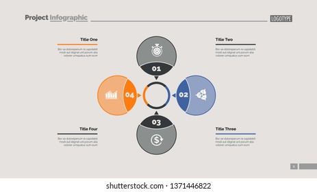 Four petals process chart slide template. Business data. Step, diagram, design. Creative concept for infographic, presentation. Can be used for topics like management, strategy, training.