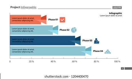 Four phase process bar graph design. Element of chart, graph, diagram. Concept for presentation, annual report, infographic. Can be used for topics like business, strategy, startup
