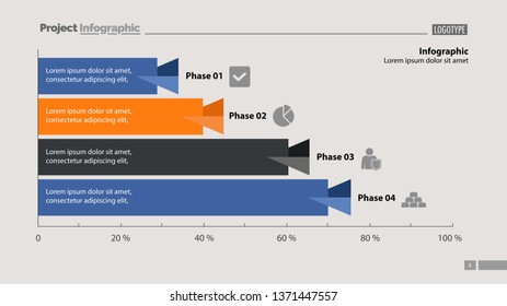 Four phase process bar graph design. Element of chart, graph, diagram. Concept for presentation, annual report, infographic. Can be used for topics like business, strategy, startup