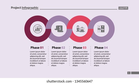 Four phases process template. Business data. Graph, chart, design. Creative concept for infographic, report. Can be used for topics like economics, finances, workflow