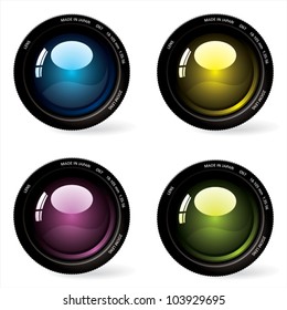 Four photographic lenses.