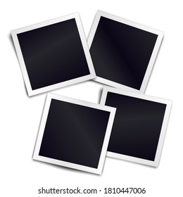 Four photorealistic blank retro photo frames over transparent background. Vector illustration