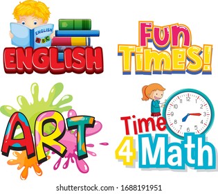 Four phrases design with picture in background illustration