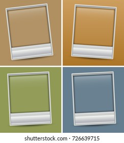 Four picture frames on different color background illustration