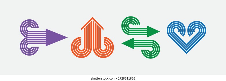 four pictures of different shapes in one style