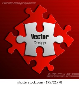 Four piece flat puzzle infographic presentation. 4 step circle business diagram. Four section compare service banner. Vector illustration template shape . 3d Abstract Background