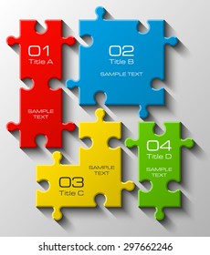 Four piece flat puzzle round infographic presentation. 4 step circle business diagram. Four section compare service banner. Vector illustration template shape . 3d Abstract Background