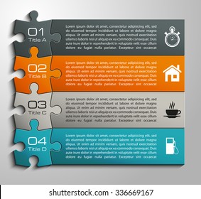 Four Piece Flat Puzzle Round Infographic Presentation. 4 Step Circle Business Diagram. Four Section Compare Service Banner. Vector Illustration Template Shape . 3d Abstract Background